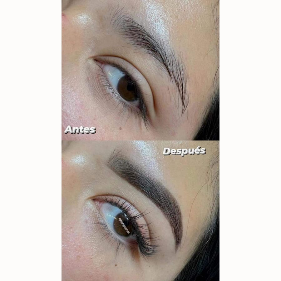 Diseño de cejas con henna — antes y después del tratamiento